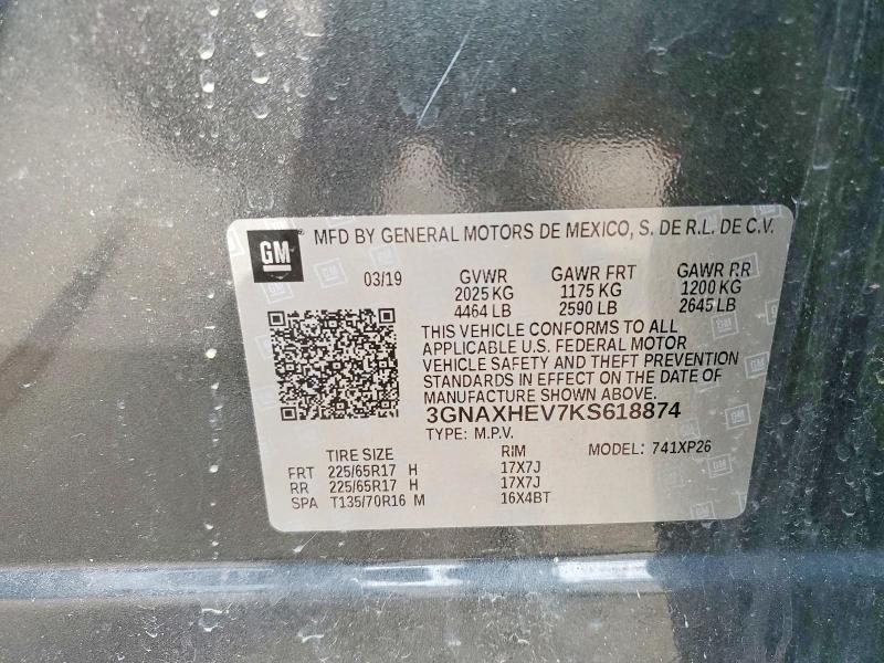 Продажа на аукционе авто 2019 Chevrolet Equinox, vin: 3GNAXHEV7KS618874, номер лота: 48906086