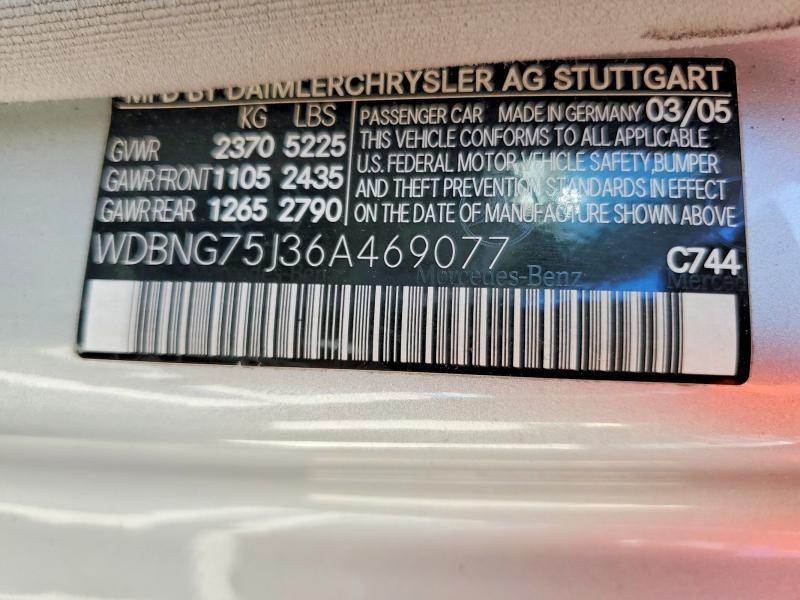 Продажа на аукционе авто 2006 Mercedes-benz S, vin: WDBNG75J36A469077, номер лота: 50509156