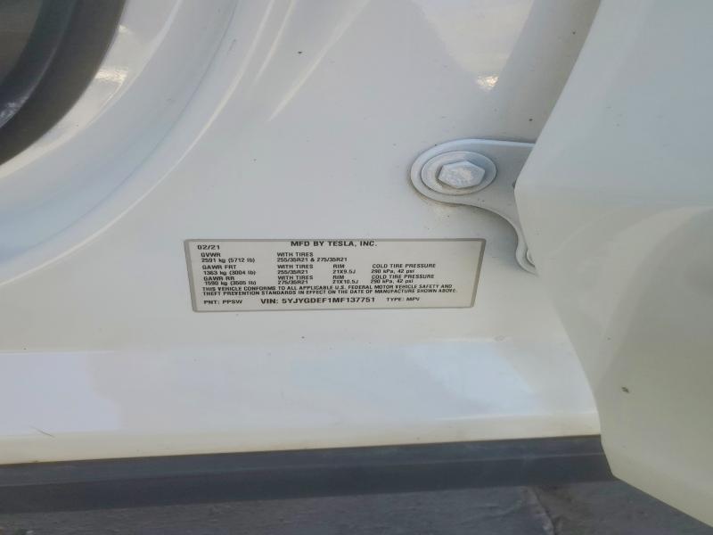 Продаж на аукціоні авто 2021 Tesla Model Y, vin: 5YJYGDEF1MF137751, номер лоту: 50183046