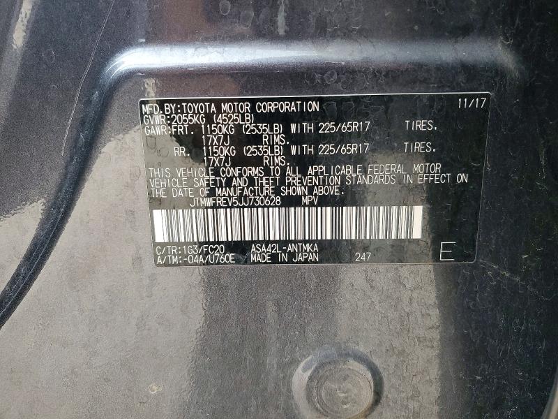 50323226 :رقم المزاد ، JTMWFREV5JJ730628 vin ، 2018 Toyota Rav4 مزاد بيع
