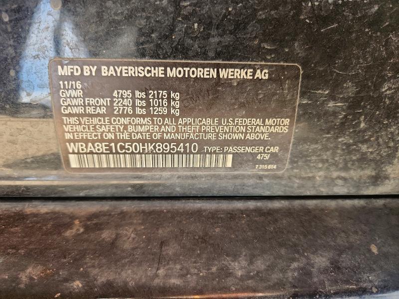 2017 Bmw 330e მანქანა იყიდება აუქციონზე, vin: WBA8E1C50HK895410, აუქციონის ნომერი: 48192156