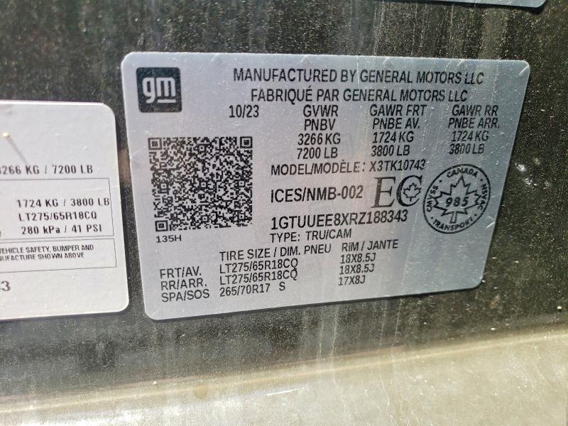 49468546 :رقم المزاد ، 1GTUUEE8XRZ188343 vin ، 2024 Gmc Sierra 1500 مزاد بيع