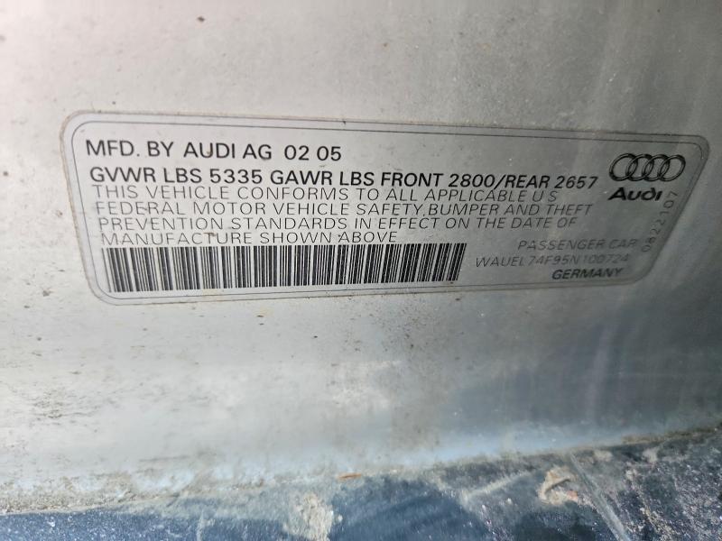 Продажа на аукционе авто 2005 Audi A6, vin: WAUEL74F95N100724, номер лота: 48629066
