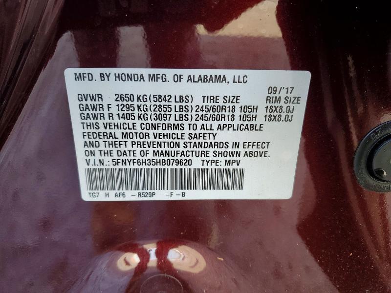 Aukcja sprzedaży 2017 Honda Pilot, vin: 5FNYF6H35HB079620, numer aukcji: 48681366