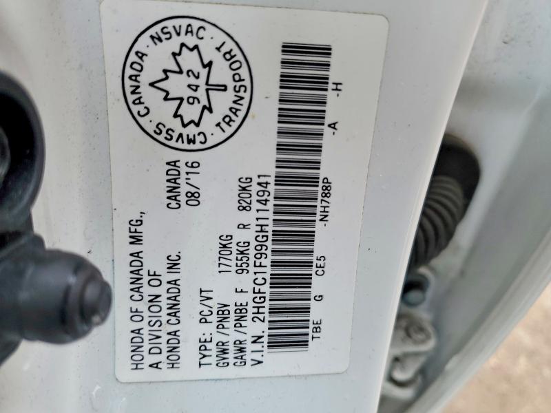 Aukcja sprzedaży 2016 Honda Civic, vin: 2HGFC1F99GH114941, numer aukcji: 48101546