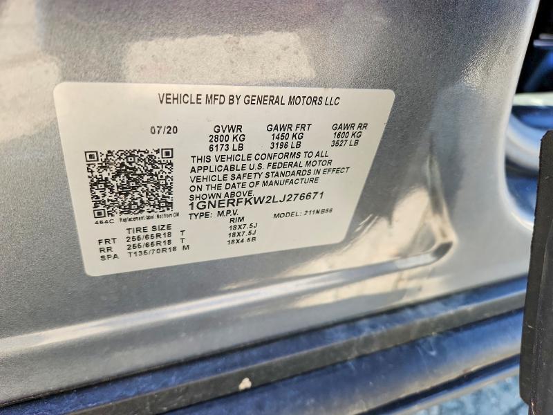 Aukcja sprzedaży 2020 Chevrolet Traverse, vin: 1GNERFKW2LJ276671, numer aukcji: 48146006