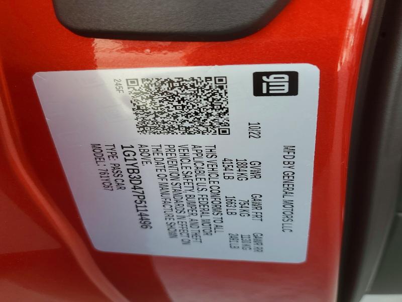 51545166 :رقم المزاد ، 1G1YB3D47P5114496 vin ، 2023 Chevrolet Corvette مزاد بيع