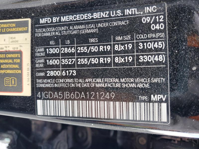 Продажа на аукционе авто 2013 Mercedes-benz Ml, vin: 4JGDA5JB6DA121249, номер лота: 50520536