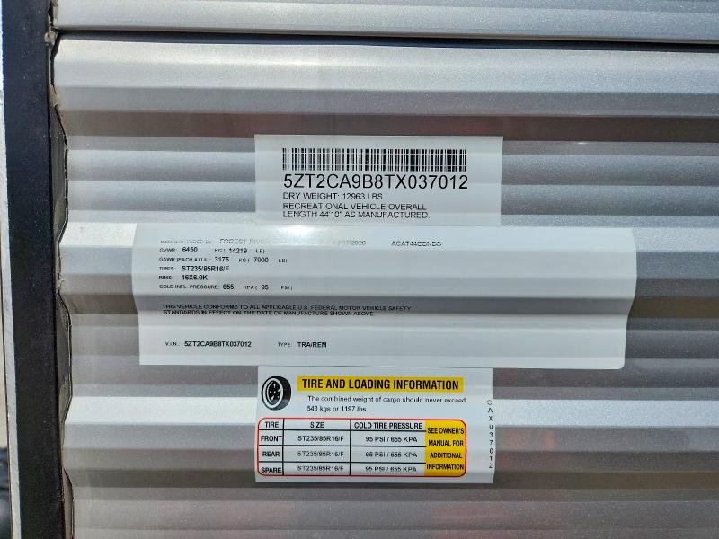 Aukcja sprzedaży 2026 Catalina Recreational Vehicle (rv), vin: 5ZT2CA9B8TX037012, numer aukcji: 48120796