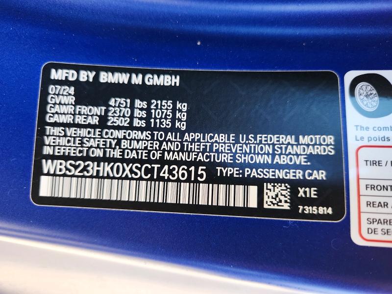 48451486 :رقم المزاد ، WBS23HK0XSCT43615 vin ، 2025 Bmw M4 مزاد بيع
