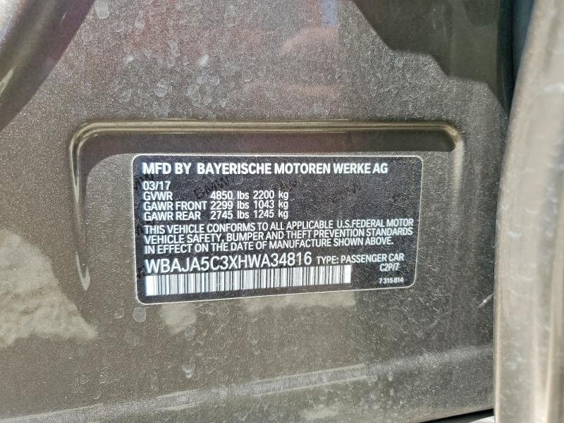 51851206 :رقم المزاد ، WBAJA5C3XHWA34816 vin ، 2017 Bmw 530 مزاد بيع
