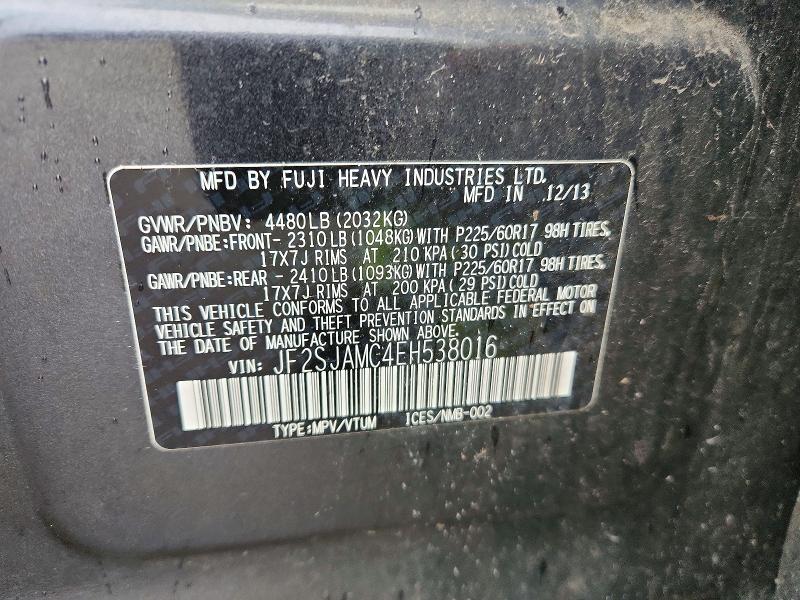 50724526 :رقم المزاد ، JF2SJAMC4EH538016 vin ، 2014 Subaru Forester مزاد بيع