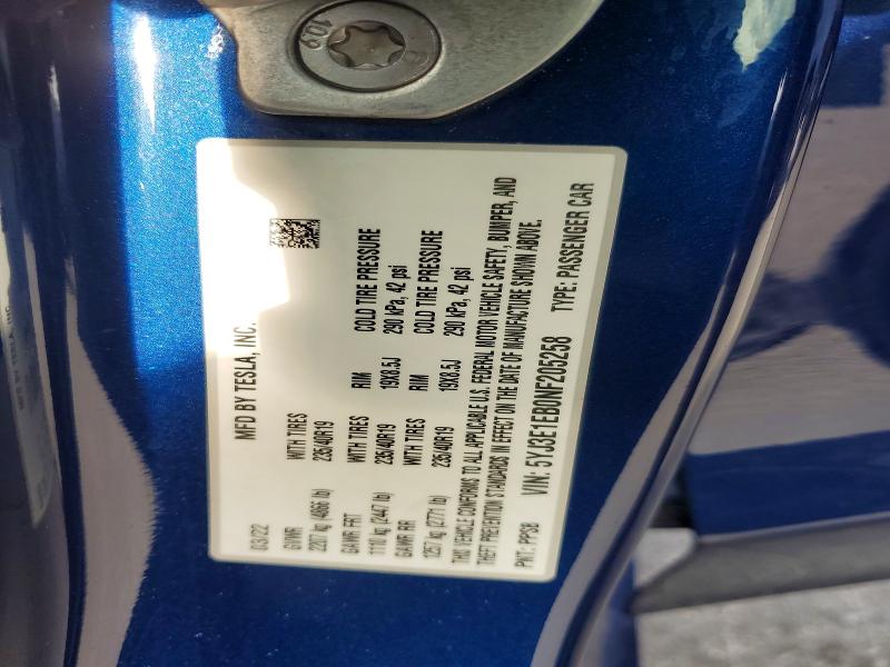 Продаж на аукціоні авто 2022 Tesla Model 3, vin: 5YJ3E1EB0NF205258, номер лоту: 51339126