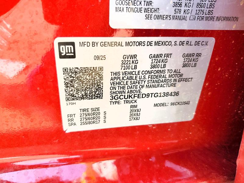 Продажа на аукционе авто 2026 Chevrolet Silverado, vin: 3GCUKFED9TG138436, номер лота: 49626646