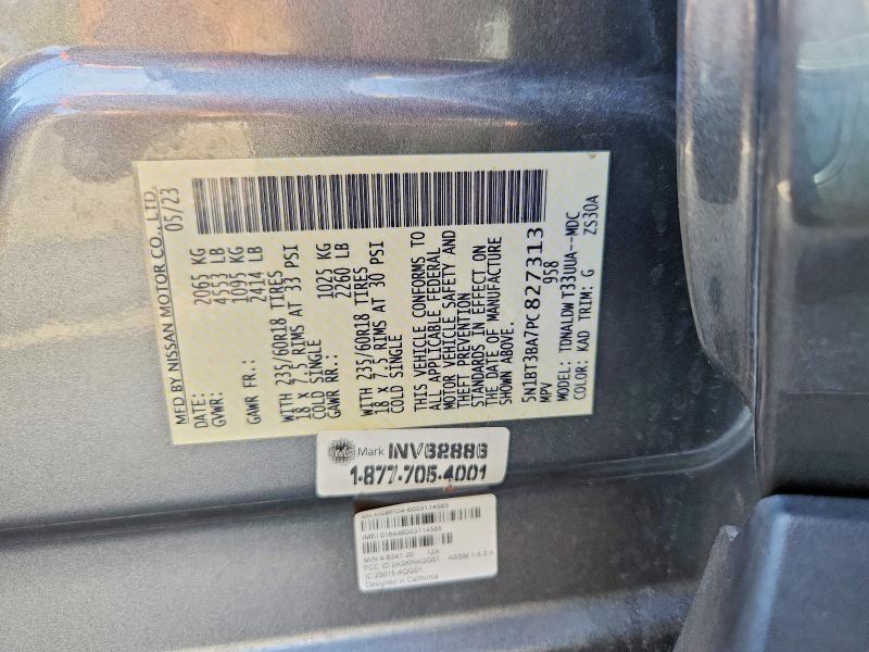50346036 :رقم المزاد ، 5N1BT3BA7PC827313 vin ، 2023 Nissan Rogue مزاد بيع