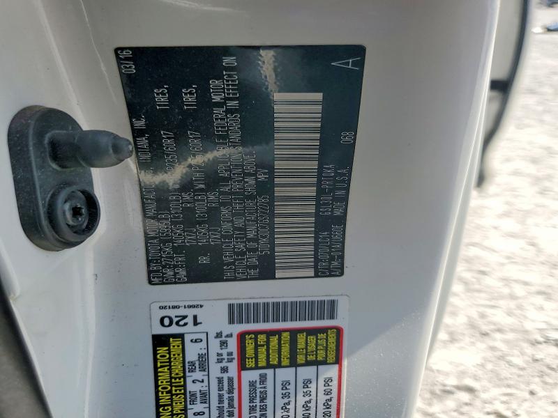 50735496 :رقم المزاد ، 5TDYK3DC7GS722785 vin ، 2016 Toyota Sienna مزاد بيع