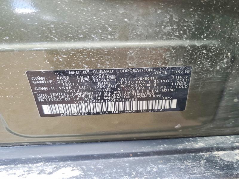 Продажа на аукционе авто 2019 Subaru Outback, vin: 4S4BSETC0K3361859, номер лота: 51604316