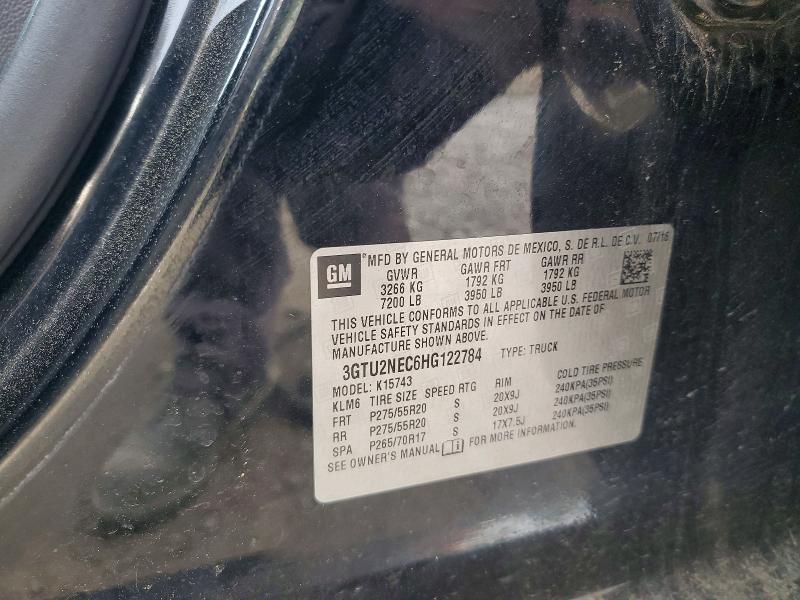 Продаж на аукціоні авто 2017 Gmc Sierra, vin: 3GTU2NEC6HG122784, номер лоту: 47604396