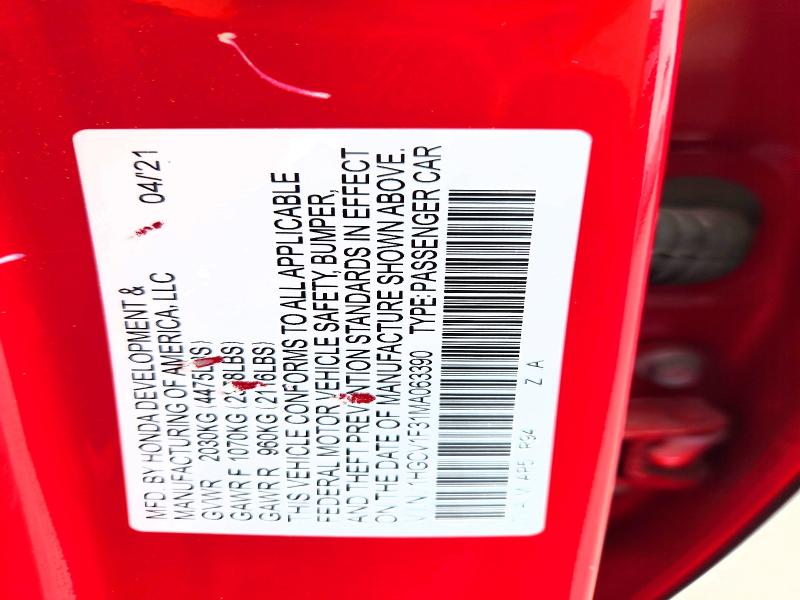 Продаж на аукціоні авто 2021 Honda Accord, vin: 1HGCV1F31MA063390, номер лоту: 48755436