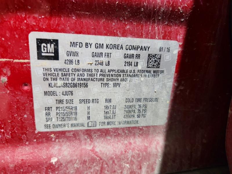 Продажа на аукционе авто 2016 Buick Encore, vin: KL4CJASB2GB619156, номер лота: 51833806