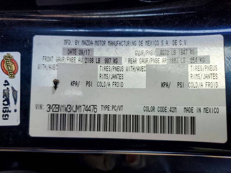 Продаж на аукціоні авто 2018 Mazda 3, vin: 3MZBN1W3XJM174476, номер лоту: 50718696