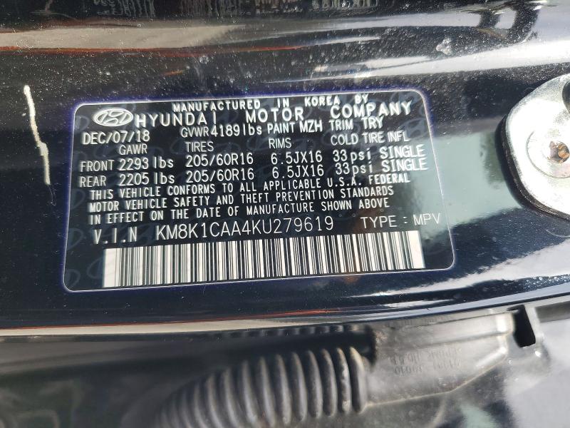 Продаж на аукціоні авто 2019 Hyundai Kona, vin: KM8K1CAA4KU279619, номер лоту: 50713676