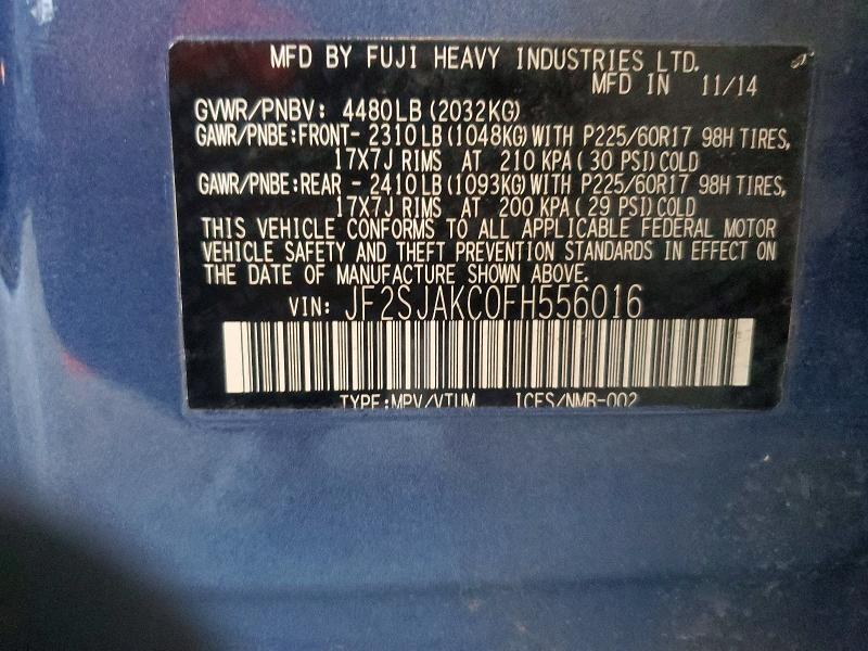 48122176 :رقم المزاد ، JF2SJAKC0FH556016 vin ، 2015 Subaru Forester مزاد بيع