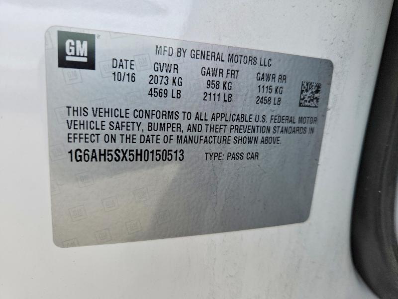 2017 Cadillac Ats მანქანა იყიდება აუქციონზე, vin: 1G6AH5SX5H0150513, აუქციონის ნომერი: 46916386