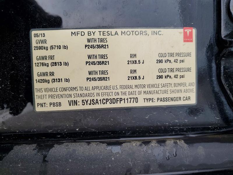Aukcja sprzedaży 2013 Tesla Model S, vin: 5YJSA1CP3DFP11770, numer aukcji: 47912446