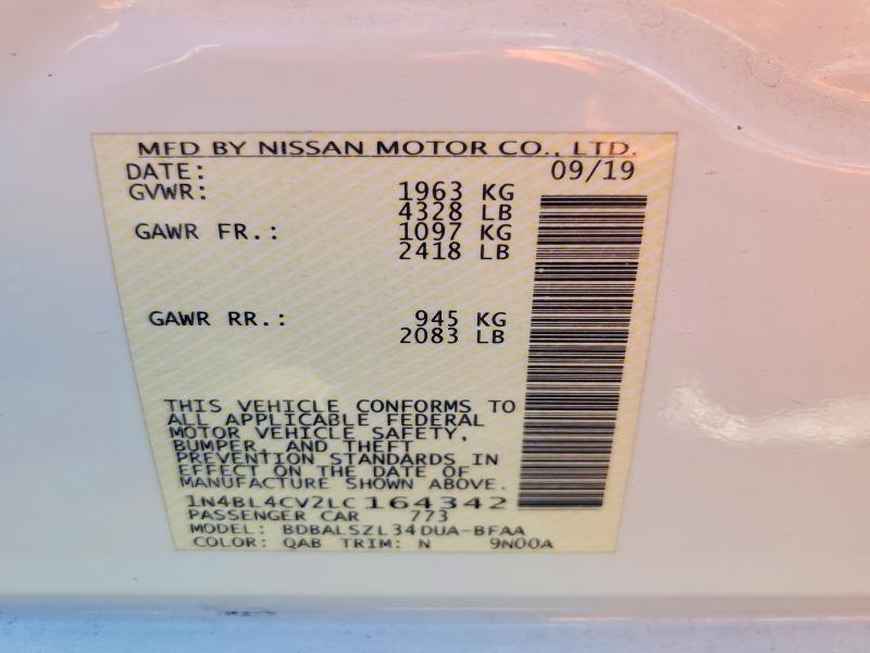 49680486 :رقم المزاد ، 1N4BL4CV2LC164342 vin ، 2020 Nissan Altima مزاد بيع
