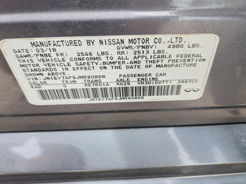 50903376 :رقم المزاد ، JN1EV7AP9JM590868 vin ، 2018 Infiniti Q50 مزاد بيع