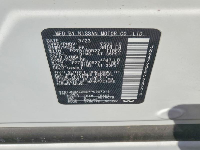 49736456 :رقم المزاد ، JN8AZ2BE7P9307318 vin ، 2023 Infiniti Qx80 مزاد بيع