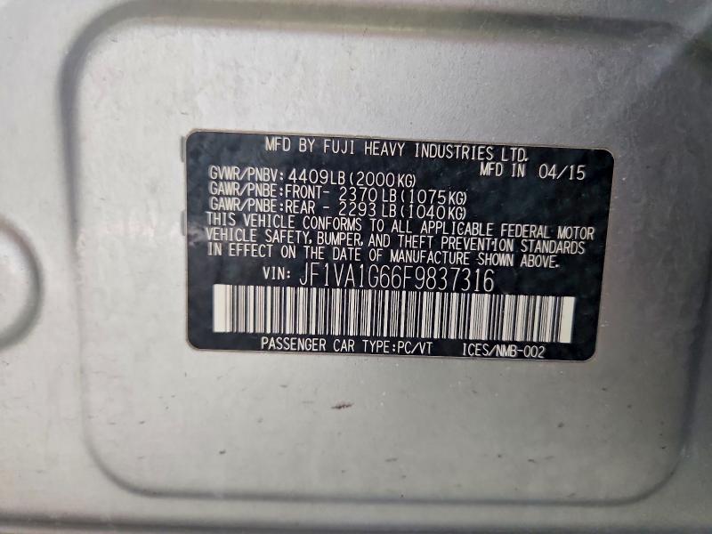 Aukcja sprzedaży 2015 Subaru Wrx, vin: JF1VA1G66F9837316, numer aukcji: 48832406