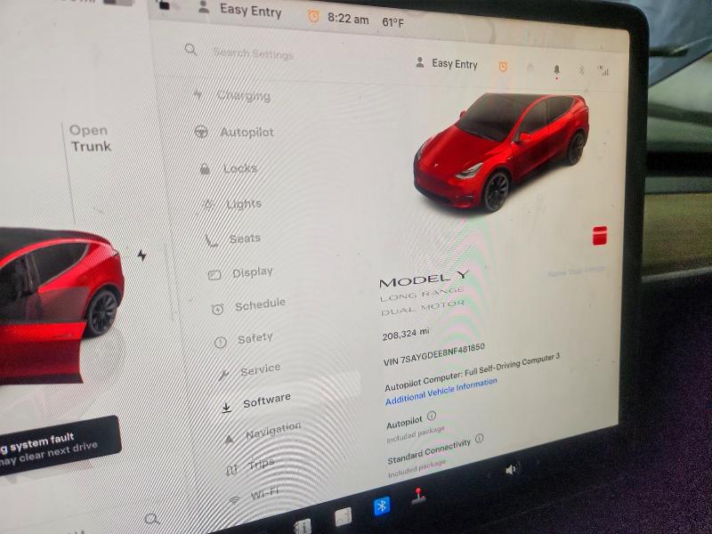 2022 Tesla Model Y მანქანა იყიდება აუქციონზე, vin: 7SAYGDEE8NF481850, აუქციონის ნომერი: 51027586