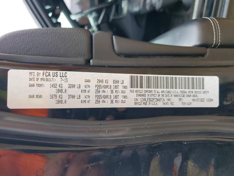 Продажа на аукционе авто 2015 Jeep Grand Cherokee, vin: 1C4RJFBG2FC940714, номер лота: 51203176