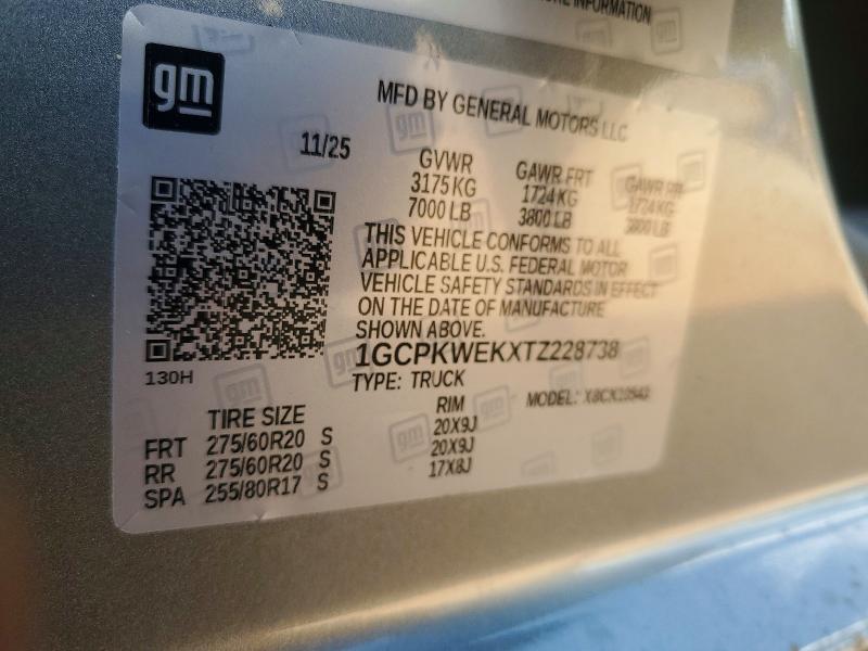 51863676 :رقم المزاد ، 1GCPKWEKXTZ228738 vin ، 2026 Chevrolet Silverado مزاد بيع