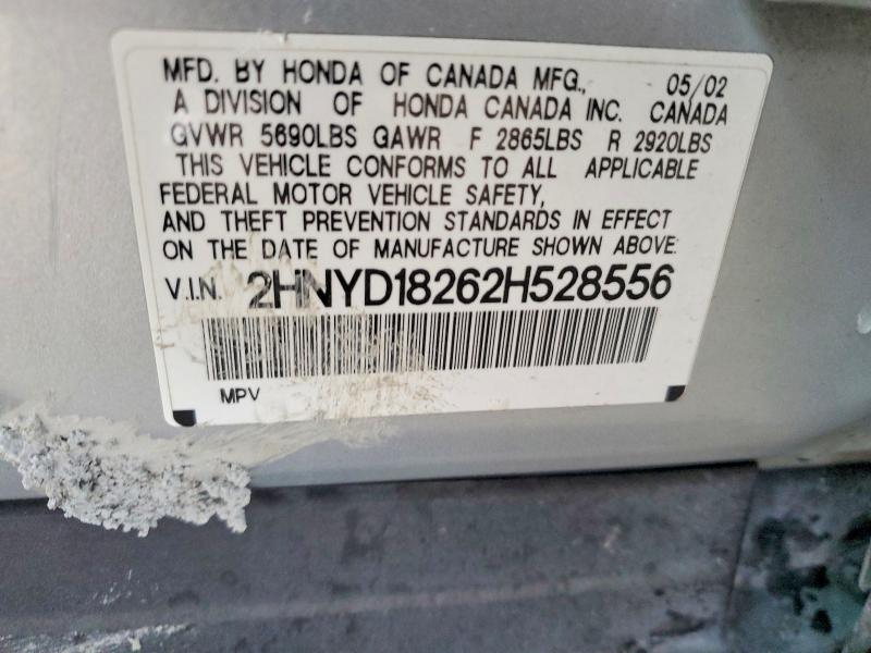50571836 :رقم المزاد ، 2HNYD18262H528556 vin ، 2002 Acura Mdx مزاد بيع