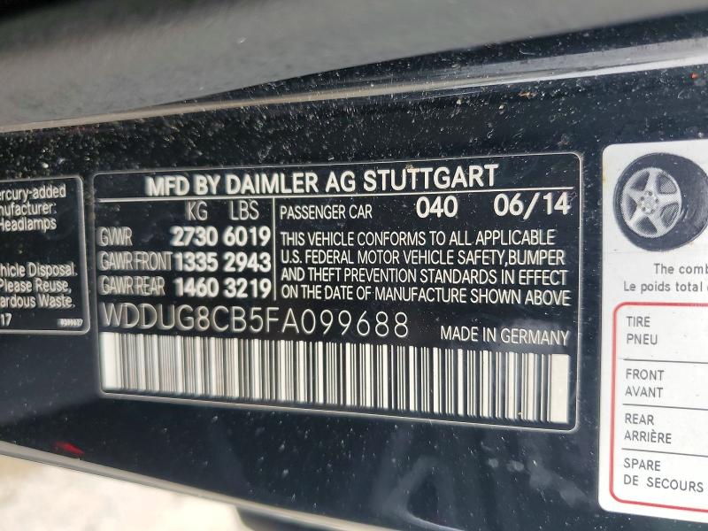 51670016 :رقم المزاد ، WDDUG8CB5FA099688 vin ، 2015 Mercedes-benz S مزاد بيع