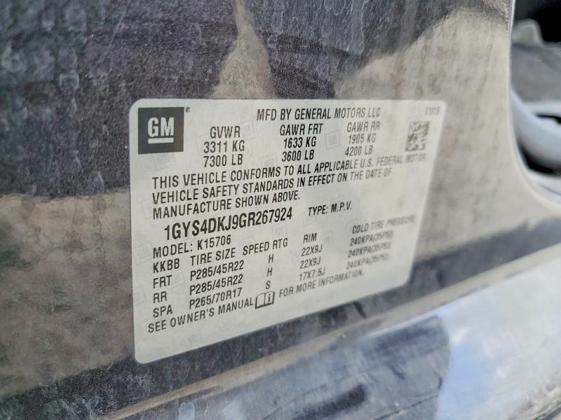 2016 Cadillac Escalade მანქანა იყიდება აუქციონზე, vin: 1GYS4DKJ9GR267924, აუქციონის ნომერი: 48056496