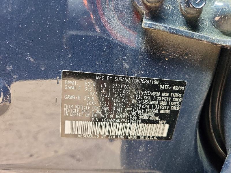 2023 Subaru Ascent მანქანა იყიდება აუქციონზე, vin: 4S4WMAWDXP3426829, აუქციონის ნომერი: 51341036