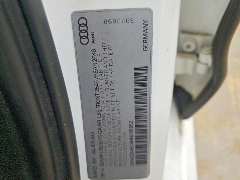 2017 Audi A6 მანქანა იყიდება აუქციონზე, vin: WAUC8AFC9HN045852, აუქციონის ნომერი: 51170836