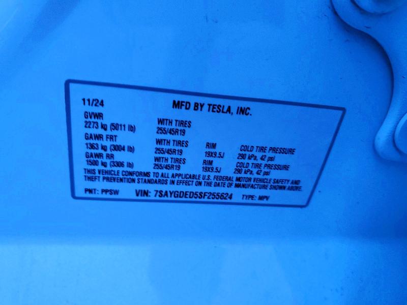 2025 Tesla Model Y მანქანა იყიდება აუქციონზე, vin: 7SAYGDED5SF255624, აუქციონის ნომერი: 47761166