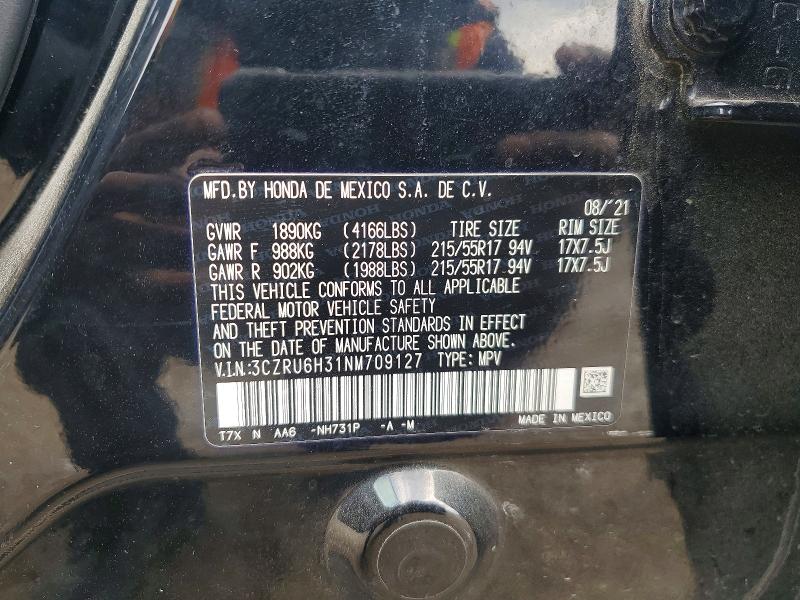 Aukcja sprzedaży 2022 Honda Hr-v, vin: 3CZRU6H31NM709127, numer aukcji: 49226486