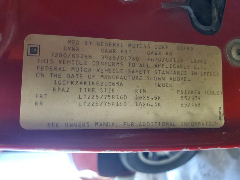 51303816 :رقم المزاد ، 1GCFK24K1KE210656 vin ، 1989 Chevrolet Gmt-400 مزاد بيع