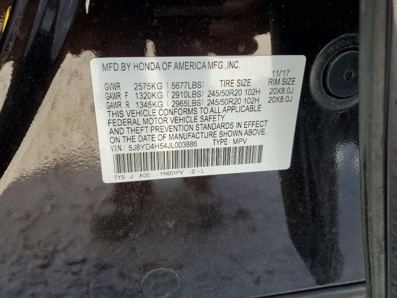 Aukcja sprzedaży 2018 Acura Mdx, vin: 5J8YD4H54JL003886, numer aukcji: 50995316