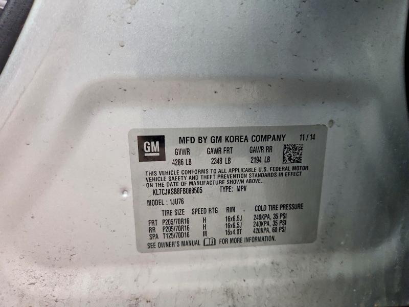 Aukcja sprzedaży 2015 Chevrolet Trax, vin: KL7CJKSB8FB088505, numer aukcji: 49259946