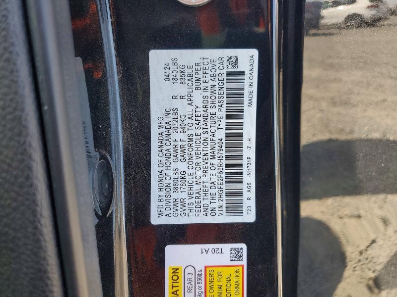 Продаж на аукціоні авто 2024 Honda Civic, vin: 2HGFE2F56RH579404, номер лоту: 49020576