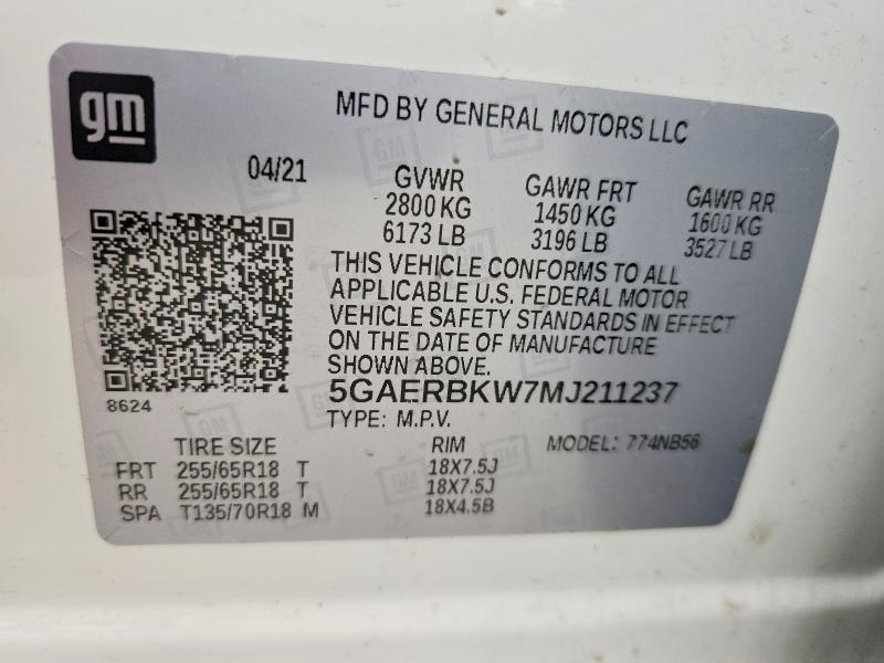 Продажа на аукционе авто 2021 Buick Enclave, vin: 5GAERBKW7MJ211237, номер лота: 49643636