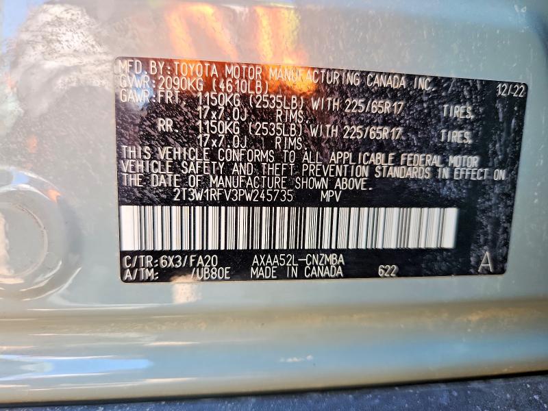 Продажа на аукционе авто 2023 Toyota Rav4, vin: 2T3W1RFV3PW245735, номер лота: 50285946