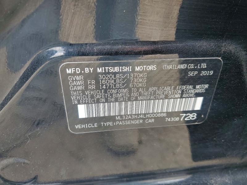 Aukcja sprzedaży 2020 Mitsubishi Mirage, vin: ML32A3HJ4LH000886, numer aukcji: 51513706